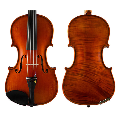 Gliga Vasile Violin Maestro Strad 1-Piece Back with Solid Spruce Top and Maple Sides, Ebony Hardware, and Certificate of Authenticity