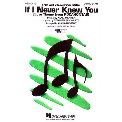 If I Never Knew You SAB Arr Billingsley