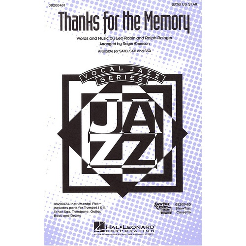 Thanks For The Memory SATB (Octavo)