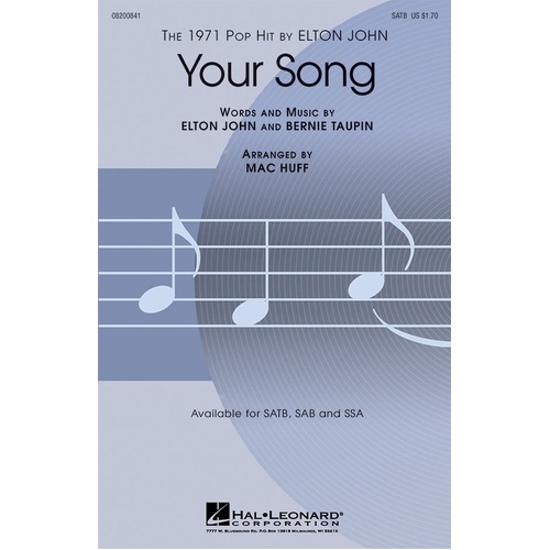 Your Song SAB Arr Huff (Octavo)