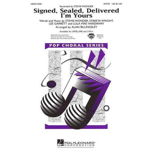 Signed Sealed Delivered Im Yours SATB (Octavo)