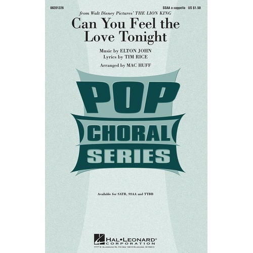 Can You Feel The Love Tonight SSAA A Cappella (Octavo)