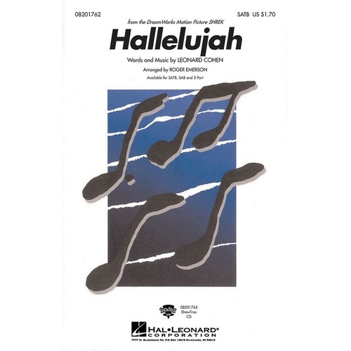 Hallelujah 2-Part Choral Score by Hal Leonard, 8 Pages, Featured in Shrek, Performance Time: Approx. 3:00