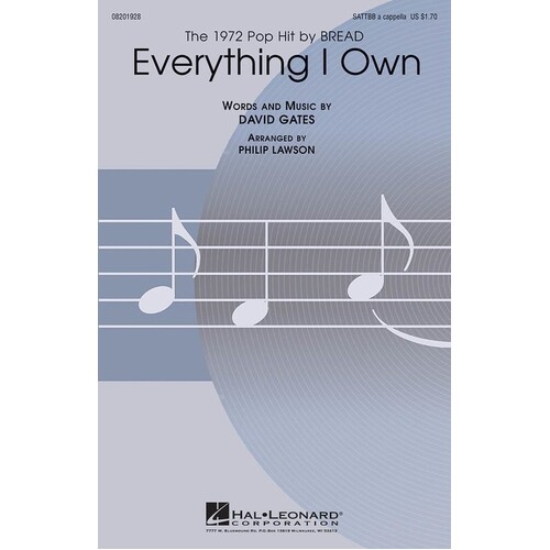 Everything I Own SaTTBB A Cappella (Octavo)