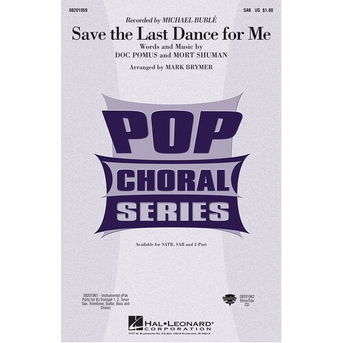 Save The Last Dance For Me SAB (Octavo)