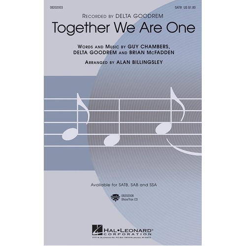 Together We Are One SAB Choral Score by Alan Billingsley, Hal Leonard, 12 Pages, Performance Time: Approx. 4:10