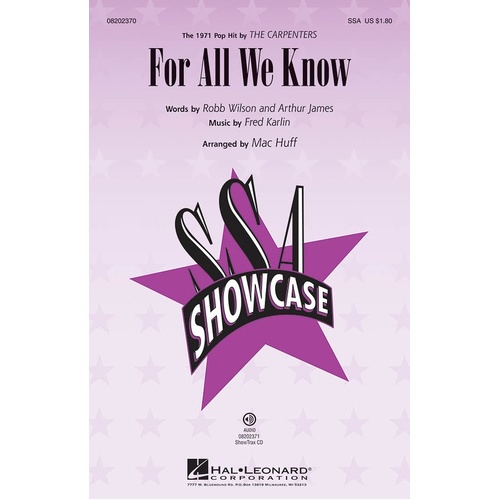 For All We Know SSA (Octavo)
