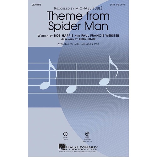Spider Man 2 PT - Theme from Spider Man Choral Arrangement by Hal Leonard, 12 Pages, Pop Choral Series, Duration: ca. 2:30