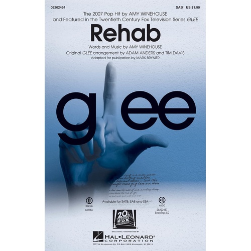 'Rehab' From Glee SATB (Octavo)