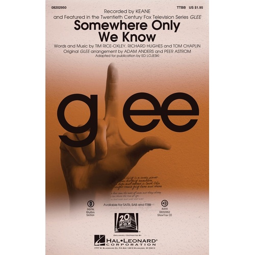 Somewhere Only We Know From Glee TTBB (Octavo)