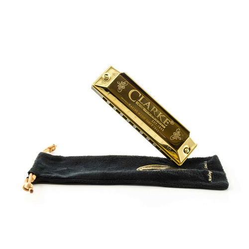 Clarke Victorian Gold Blues Harmonica With Carry Bag Key Of C