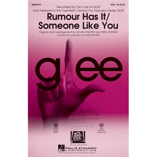 Rumour Has It / Someone Like You - Glee SSA Choral Score by Adam Anders, Hal Leonard, 12 Pages, Duration ca. 3:10