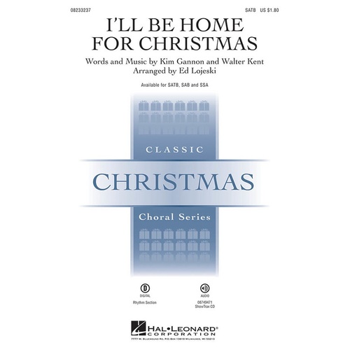 Ill Be Home For Christmas SATB (Octavo)