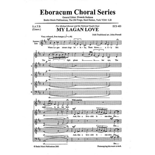 My Lagan Love SATB A Cappella