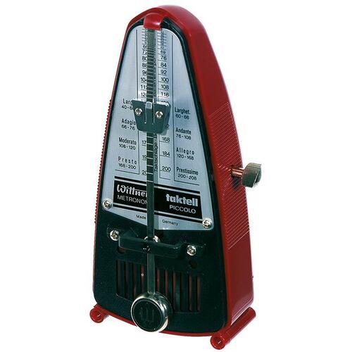 Wittner Taktell Piccolo Metronome - Ruby Colour, Mechanical, Plastic Casing, No Batteries, Made in Germany