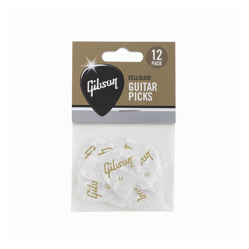 Gibson Pearloid White Picks 12 Pack Medium