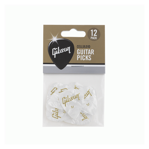 Gibson Pearloid White Guitar Picks 12-Pack Medium Thickness