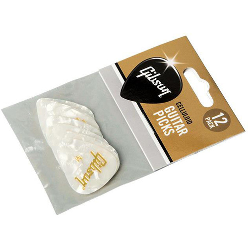 Gibson Pearloid White Picks 12 Pack Thin