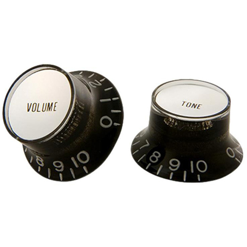 Gibson Top Hat Knobs W/Silver Metal Insert Blk 4Pk