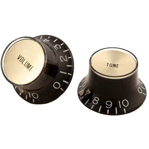 Gibson Top Hat Knobs W/ Gold Metal Insert Blk 4Pk