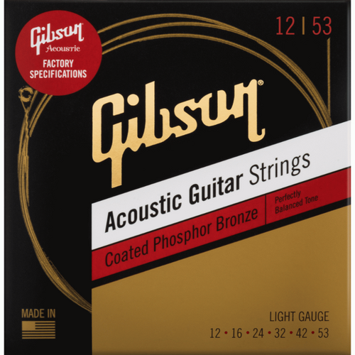 Gibson Coated Phosphor Bronze Acoustic Strings Light 12-53