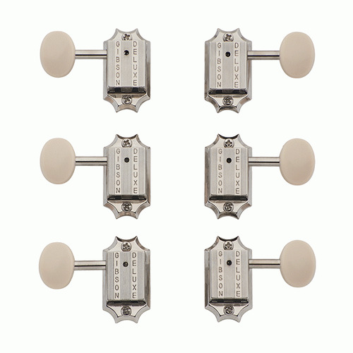Gibson Deluxe White Button Tuner Set - Vintage Nickel - PMMH-060