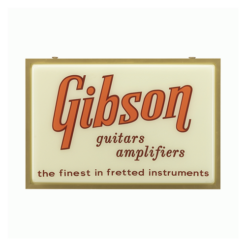 Gibson Custom Logo LED Gold Sign - Vintage Style Lighted Sign for Music Room, Office, or Home