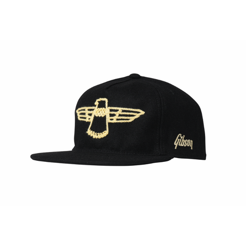 Gibson Thunderbird 5-Panel Wool Snapback Hat with Iconic Logo and Adjustable Closure