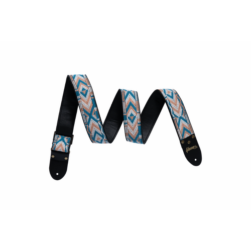Gibson Vintage Original Strap Multi 2" Wide Jacquard Fabric with Vegan Leather, Adjustable 36" to 65"