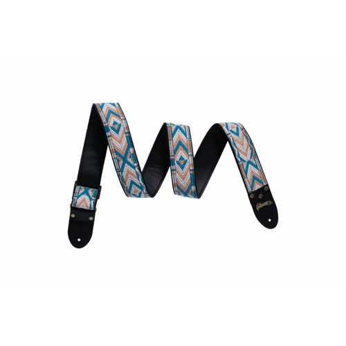 Gibson Vintage Original Strap Multi 2" Wide Jacquard Fabric with Vegan Leather, Adjustable 36" to 65"