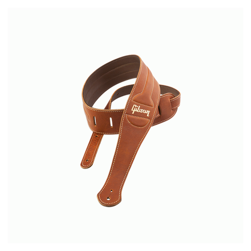 Gibson Classic Brown Leather Guitar Strap, Adjustable 48"-60"