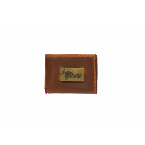 Gibson Lifton Brown Full-Grain Leather Wallet with Pink Plush Interior