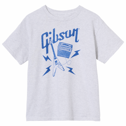 Gibson Kid's Flying V Tee Gray Medium Cotton Polyester