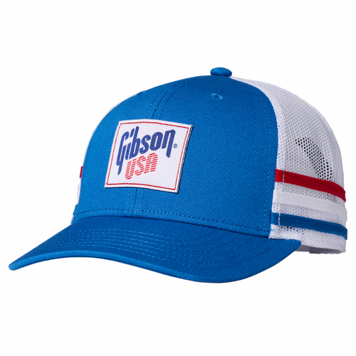 Gibson Kid's USA Trucker Hat Blue/White 6-Panel Adjustable Snap Closure