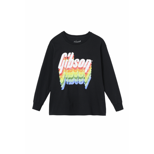 Gibson Kid's Rainbow Logo Longsleeve Tee Black XL 100% Cotton