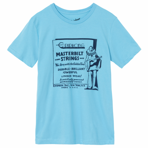 Gibson Masterbilt Strings Tee, Sky Blue, 2XL