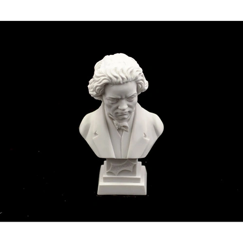 Bust 11cm Crushed Marble Beethoven - Musician Bust by Cav. Arnaldo Giannelli, Recompounded Stone, Detailed Sculpture, Artisan Crafted in Volterra