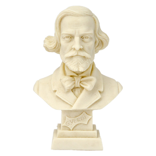 Bust 11cm Crushed Marble Verdi - Musician Bust by Cav. Arnaldo Giannelli, Recompounded Stone, Detailed Sculpture, Artisan Crafted in Volterra