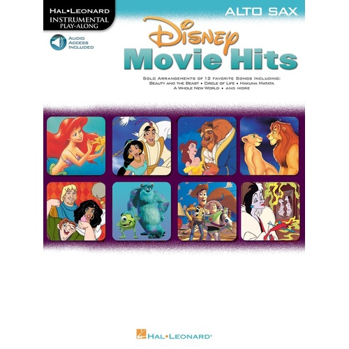 Disney Movie Hits For Alto Sax Book/Online Audio 