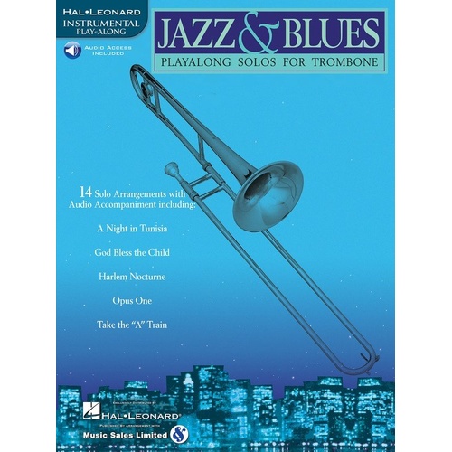 Jazz and Blues Play-Along Solos for Trombone, 14 Songs with Online Audio Tracks, Hal Leonard, 32 Pages