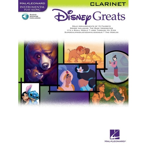 Disney Greats for Clarinet - Hal Leonard Play-Along Collection, 24 Pages, Includes 15 Favorites, Audio Access via MyLibrary