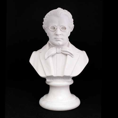 15cm Crushed Marble Schubert Bust by Cav. Arnaldo Giannelli, Volterra Artisan Craft