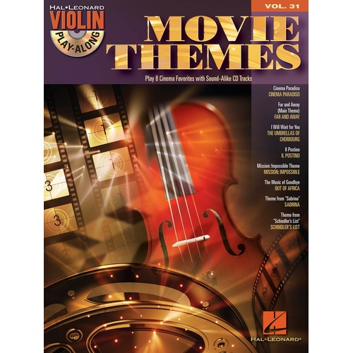 Movie Themes Violin Playalong V31 Book/Online Audio 