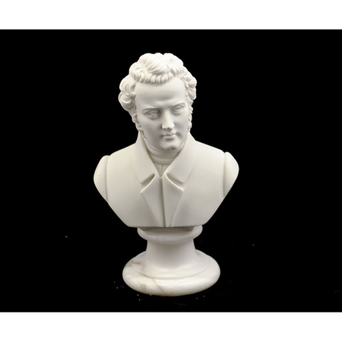 Bust 15cm Crush Marble Bellini by Cav. Arnaldo Giannelli - Musician Bust from Volterra, Made of Recombined Stone and Resin