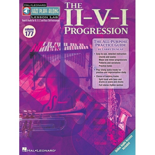 II-V-I Progression Jazz Play-Along V177 BK/OLA - Hal Leonard, 288 Pages, Lead Sheet, All Instruments