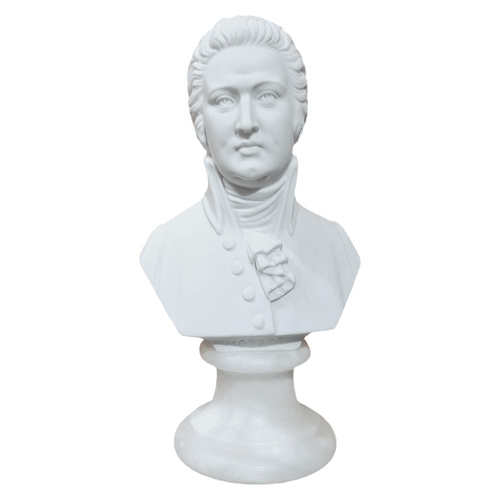 Crushed Marble Mozart 15cm Bust - Artisan Sculpted, Volterra, Italy