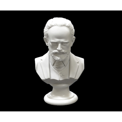 15cm Tschaikovsky Bust - Recombined Stone Alabaster & Marble Powder, Sculpted by Cav. Arnaldo Giannelli in Volterra, Italy