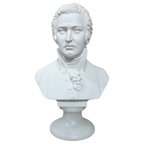 22cm Crushed Marble Mozart Bust by Cav. Arnaldo Giannelli