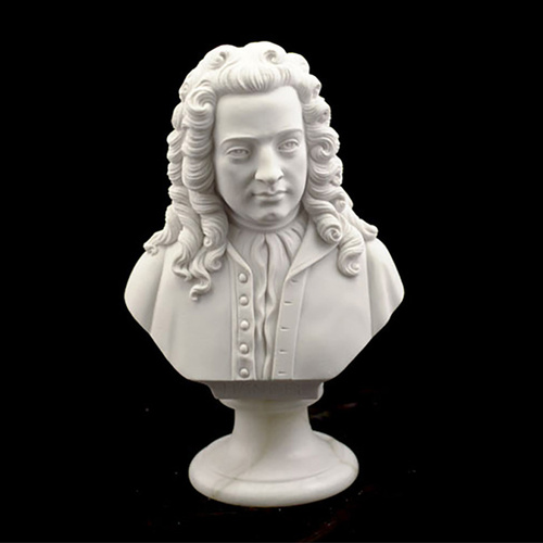 22cm Crushed Marble Musician Bust by Cav. Arnaldo Giannelli, Italian Alabaster Resin