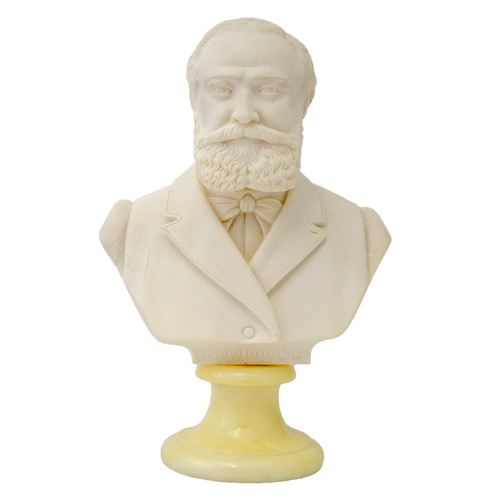 22cm Crushed Marble Bust of Composer Gounod by Cav. Arnaldo Giannelli